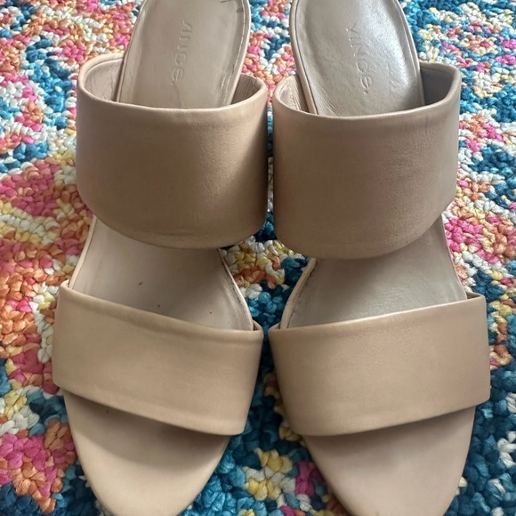 Vince Vero Cuoio Double Strap Sandal Heel Made In Italy - Picture 3 of 5